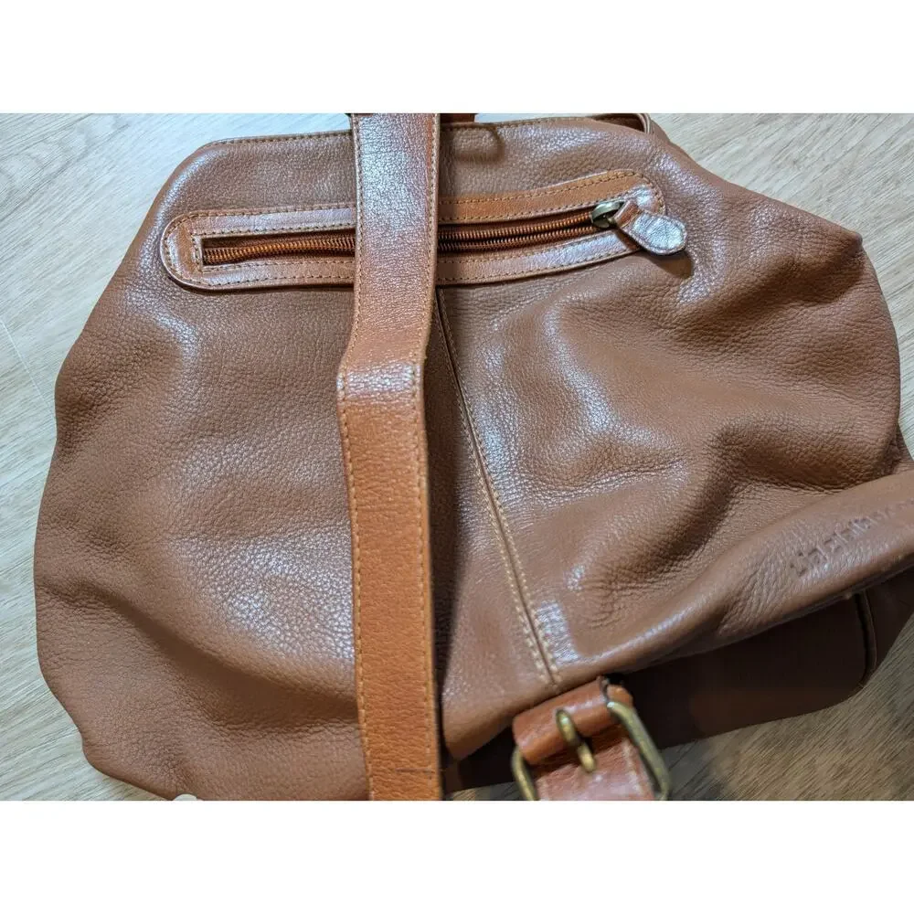 Liz Claiborne Brown Leather Hobo Shoulder Bag Slouchy Pebbled Adjustable Strap